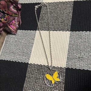 Brighton great shape Sunny Wings yellow circle butterfly pendant silver necklace